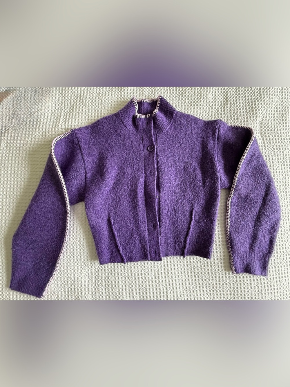 Zara purple  Cardigan with Contrast Trim, size small, NWOT